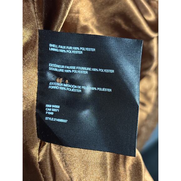 Bernardo Womens Longline Faux Fur Teddy Coat Camel Size Medium - Picture 6 of 7